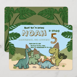 Invitación de cumpleaños de dinosaurio lindo | Edi