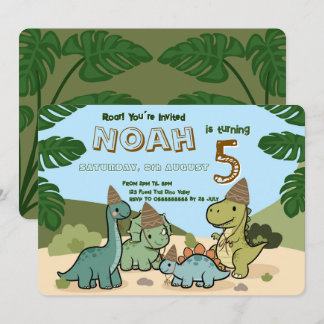 Invitación de cumpleaños de dinosaurio lindo | Edi