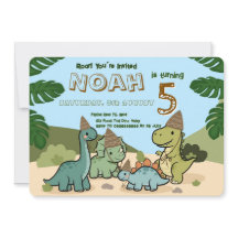 Invitación de cumpleaños de dinosaurio lindo | Edi
