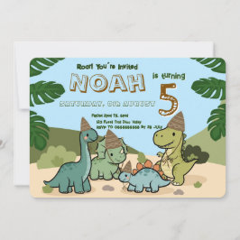 Invitación de cumpleaños de dinosaurio lindo | Edi