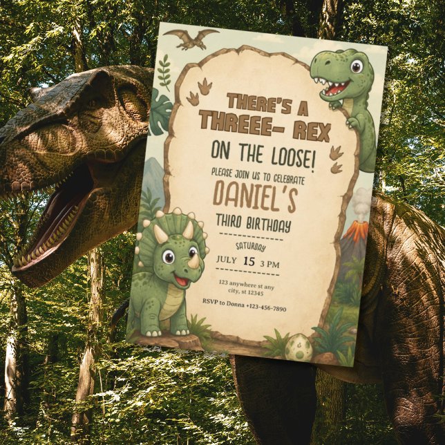 Invitación de cumpleaños de dinosaurio lindo para  (Subido por el creador)