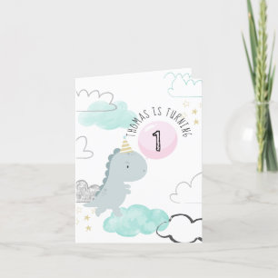 Invitación de cumpleaños de dinosaurio lindo perso