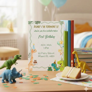 Invitación de cumpleaños de dinosaurio lindo - Rug
