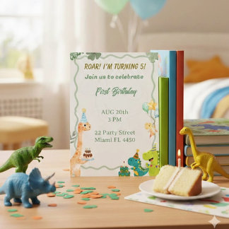 Invitación de cumpleaños de dinosaurio lindo - Rug