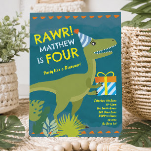 Invitación de cumpleaños de Dinosaurio Niño de Cua