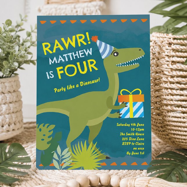 Invitación de cumpleaños de Dinosaurio Niño de Cua (Subido por el creador)