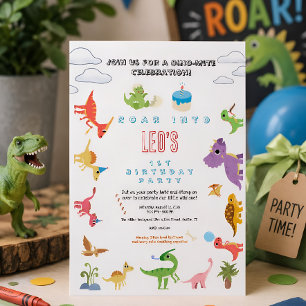 Invitación de cumpleaños de dinosaurio / niño lind