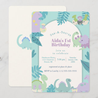 invitación de cumpleaños de dinosaurio One-A-Sauru
