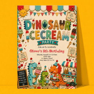Invitación de cumpleaños de dinosaurio para fiesta