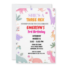 Invitación de cumpleaños de dinosaurio para niñas