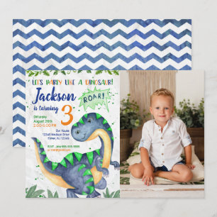 Invitación de cumpleaños de dinosaurio para niño