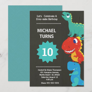 Invitación de cumpleaños de dinosaurio para niños