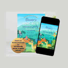 Invitación de cumpleaños de dinosaurio para niños
