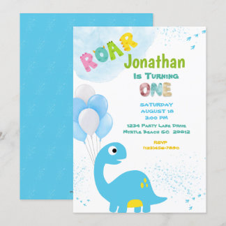 Invitación de cumpleaños de dinosaurio para un niñ