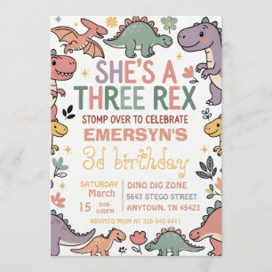 Invitación de cumpleaños de dinosaurio pastel