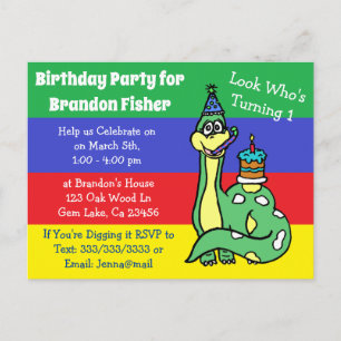 Invitación de cumpleaños de dinosaurio personaliza