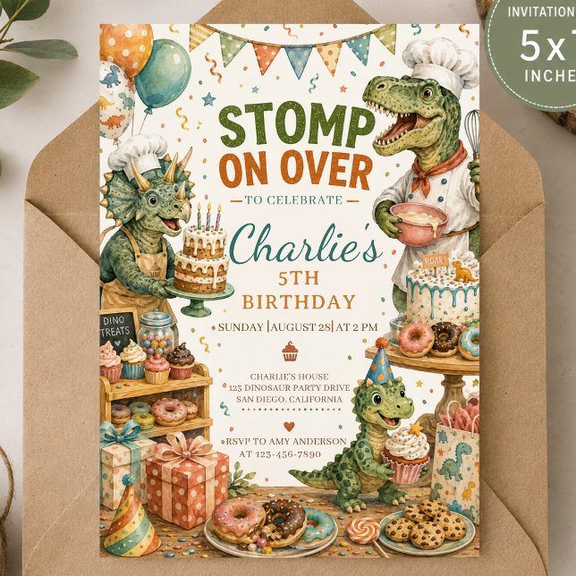 Invitación de cumpleaños de dinosaurio pirata (Subido por el creador)