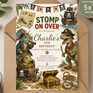 Invitación de cumpleaños de dinosaurio pirata