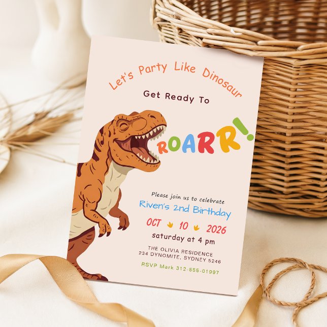 Invitación de cumpleaños de dinosaurio, Prepárate  (Subido por el creador)
