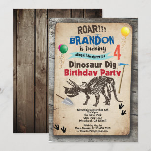 Invitación de cumpleaños de dinosaurio realista