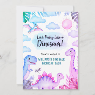 Invitación de cumpleaños de dinosaurio rugiente