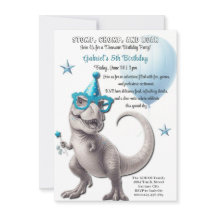 Invitación de cumpleaños de dinosaurio T-Rex feroz