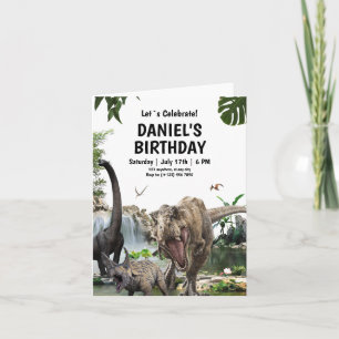 Invitación de cumpleaños de dinosaurio T REX Fiest