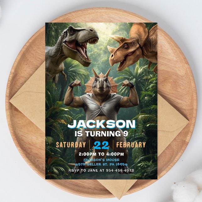 Invitación de cumpleaños de dinosaurio T Rex Party (Subido por el creador)