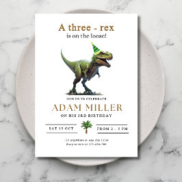 Invitación de cumpleaños de dinosaurio, tres cumpl