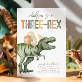 Invitación de cumpleaños de dinosaurio triple