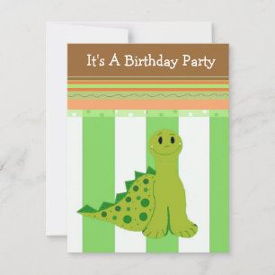 Invitación de cumpleaños de dinosaurio verde