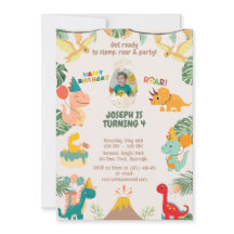 Invitación de cumpleaños de dinosaurio Wild One |