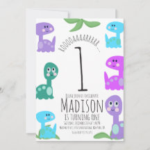 Invitación de cumpleaños de dinosaurios brillantes