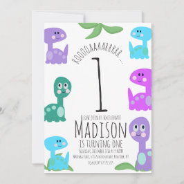 Invitación de cumpleaños de dinosaurios brillantes