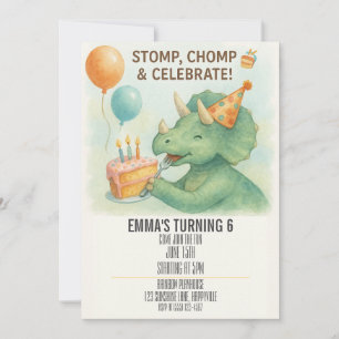 Invitación de cumpleaños de dinosaurios de acuarel