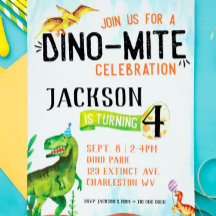 Invitación de cumpleaños de dinosaurios Dino-Mite