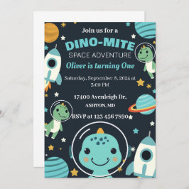 invitación de cumpleaños de dinosaurios espaciales