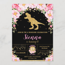 Invitación de cumpleaños de dinosaurios florales C