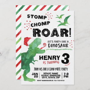 Invitación de cumpleaños de dinosaurios navidades