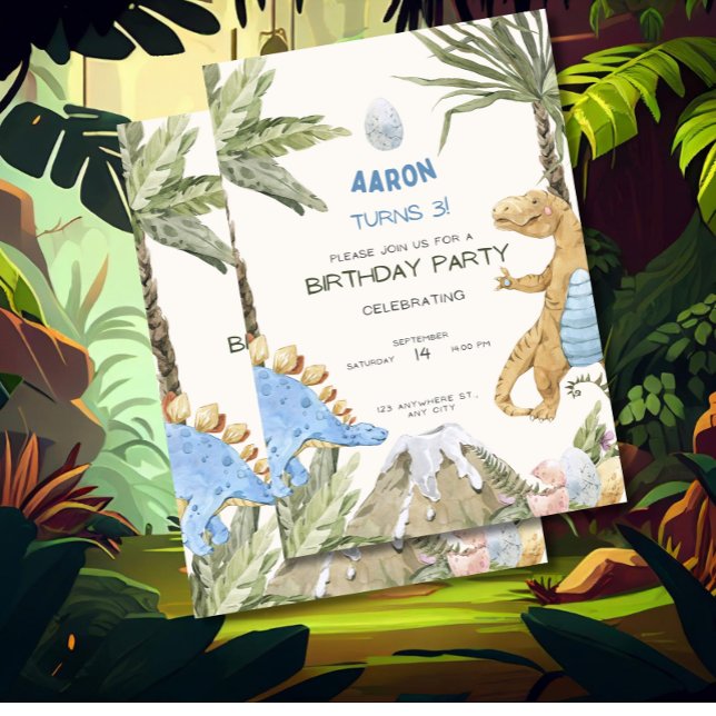 Invitación de cumpleaños de dinosaurios niños Fies (Subido por el creador)