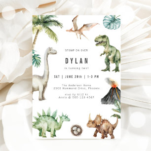 Invitación de cumpleaños de dinosaurios para niños