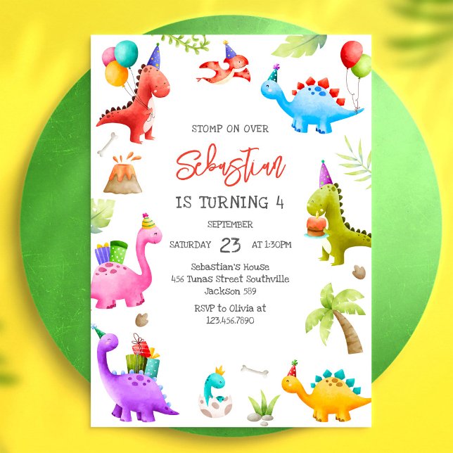 Invitación de cumpleaños de dinosaurios para niños (Subido por el creador)