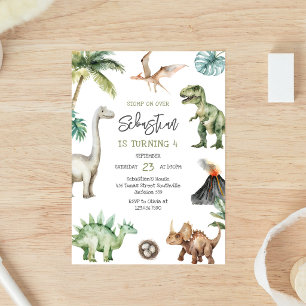 Invitación de cumpleaños de dinosaurios para niños