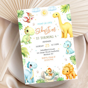 Invitación de cumpleaños de dinosaurios para niños