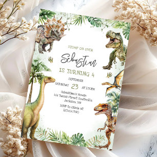 Invitación de cumpleaños de dinosaurios para niños