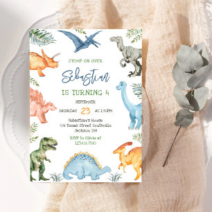 Invitación de cumpleaños de dinosaurios para niños