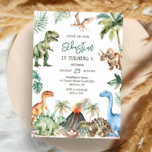 Invitación de cumpleaños de dinosaurios para niños