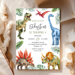 Invitación de cumpleaños de dinosaurios para niños