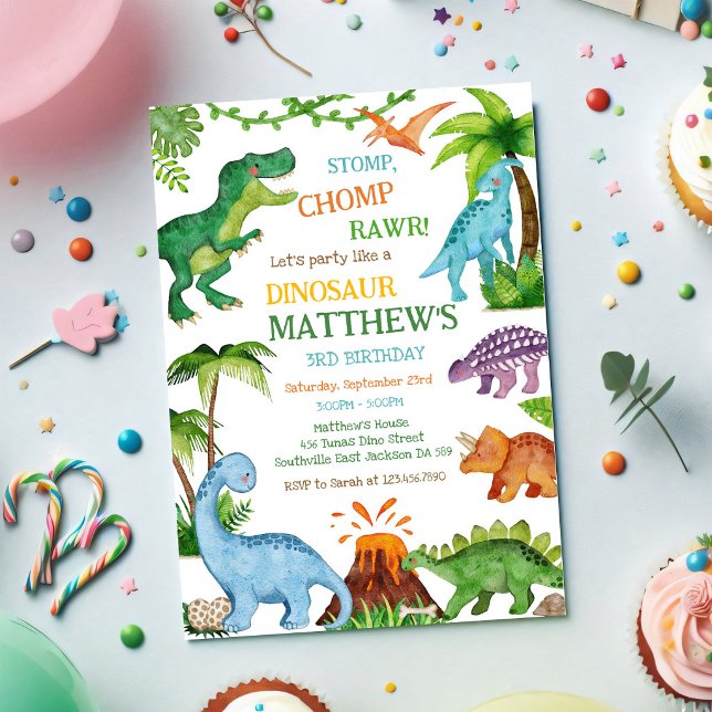 Invitación de cumpleaños de dinosaurios para niños (Subido por el creador)