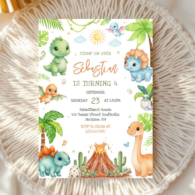 Invitación de cumpleaños de dinosaurios para niños (Subido por el creador)